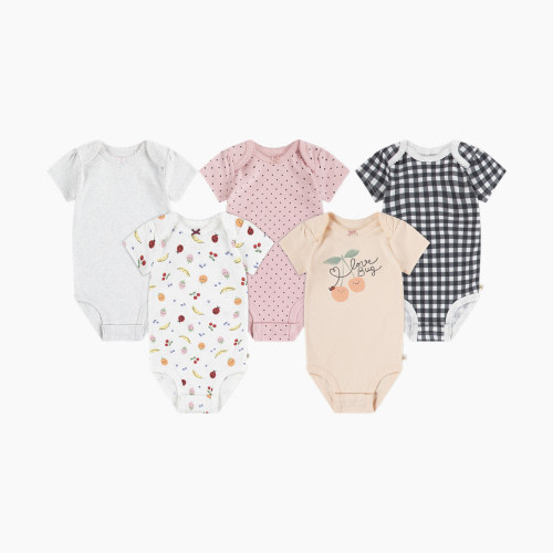 Huggies Everyday Bodysuit (5 Pack) - Pale Peach/Pink/Fruits, 0-3 M