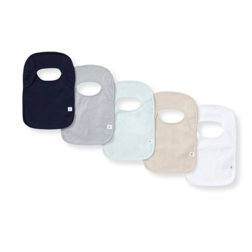 Solid Organic Cotton Baby Bibs 5 Pack - Midnight