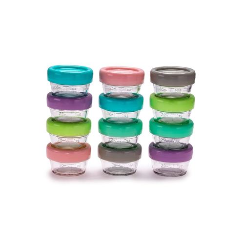 melii Glass Food Storage Jars - 12-Pack (2oz) with Airtight, Leakproof Lids, BPA-Free & Eco-Friendly, Microwave, Freezer, Dishwasher Safe, Containers for Baby Food, Meal Prep, Sauces and Snacks