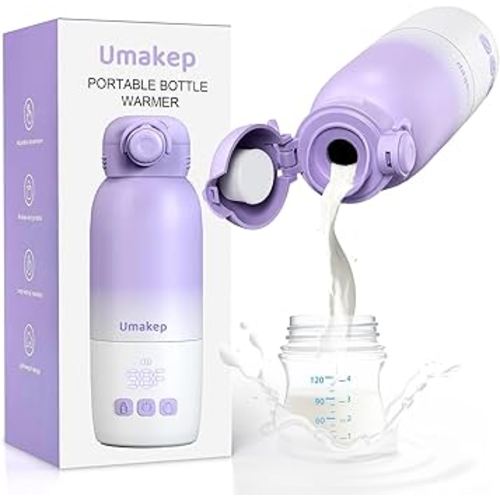 Portable Bottle Warmer for Travel - Large 12oz Capacity with Dual Heating Modes for Breast Milk & Water, Fast Heating Smart Temperature Control, Portable Milk Warmer Gifts for New Mom Purple