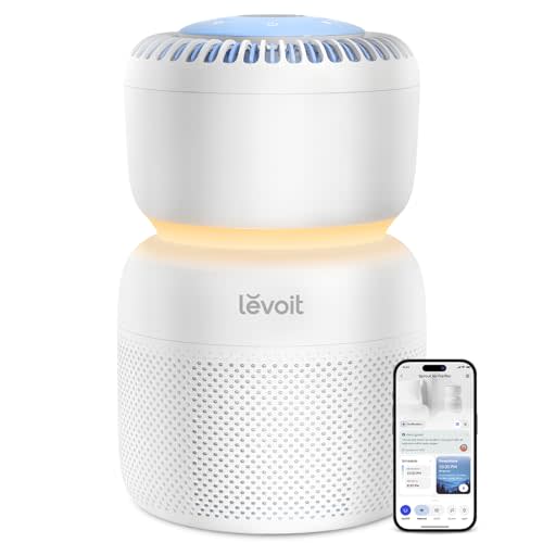 LEVOIT Air Purifier for Home Bedroom with HEPA Filter, White Noise Sound Machine and Blue Light-Safe Night Light Support Better Sleep, AHAM VERIFIDE, 5 Air Quality Monitor, Smart WiFi, Sprout
