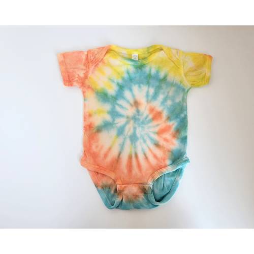 Customizable Three Coloured Spiral Tie Dye Baby Bodysuit- Non-Toxic Dye
