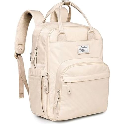 RUVALINO Diaper Bag Backpack, Multifunction Travel Back Pack Maternity Baby Changing Bags, Large Capacity, Waterproof and Stylish, Beige