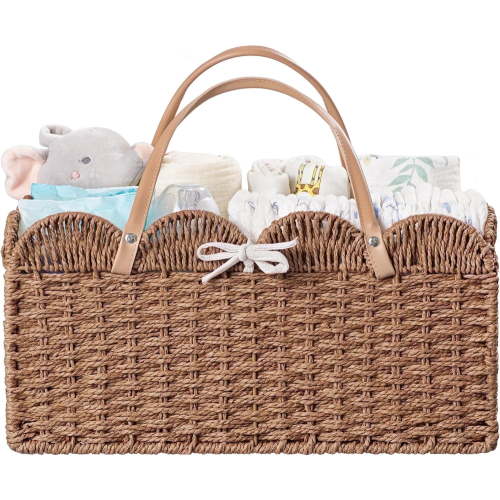 HBlife Baby Diaper Caddy Organizer, Paper Rope Nursery Storage Bin Baskets, Baby Shower Gifts