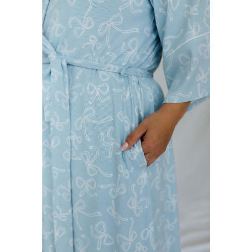 Blue Bow Ribbed Robe