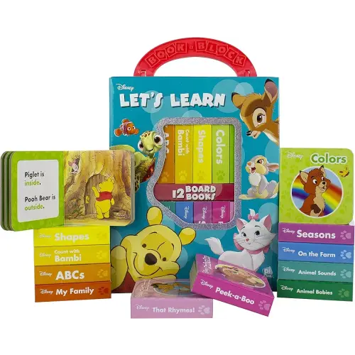 Disney Classics Winnie, Dumbo, Nemo and More! - Let's Learn My First Library 12 Board Book Block Set - PI Kids
