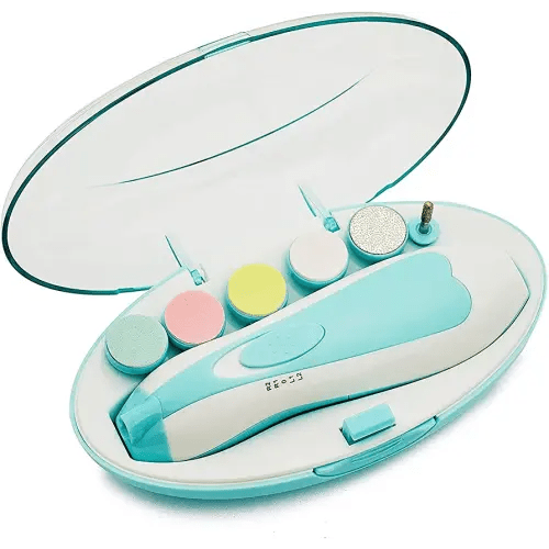 Baby Nail Trimmer - Electric Safe Baby Nail File, Trim Polish Grooming kit, Safe for Infant Newborn Toddler Girls Boys Adults, with LED Light, 6 Grinding Heads, Blue