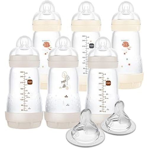 9 oz. Easy Start Matte Deco, 2+ Months, Unisex, 6 Pack (with 2X Bonus Fast and Extra Fast Nipples)