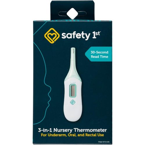 Safety 1st 3-in-1 Nursery Thermometer – Oral, Rectal, and Underarm Thermometer for Babies, Kids, and Adults with Flexible Tip, Over-Insertion Gauge, Fast & Accurate Readings, Celsius/Fahrenheit