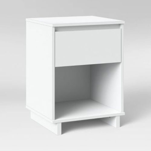 Modern Nightstand White - Room Essentials™: Laminated Particle Board Bedside Table With Storage Compartment