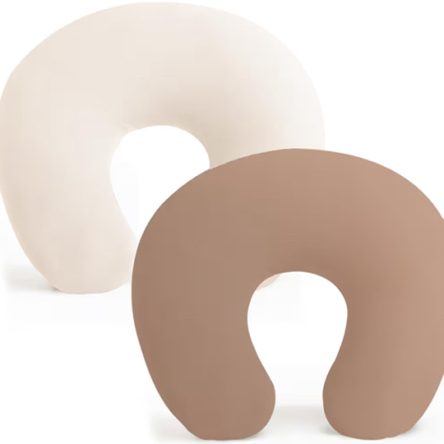 Konssy 2 Pack Nursing Pillow Covers, Stretchy and Soft Nursing Cover for Breastfeeding, Pillow Slipcover for Baby Girls and Boys Newborn (Beige, Brown)