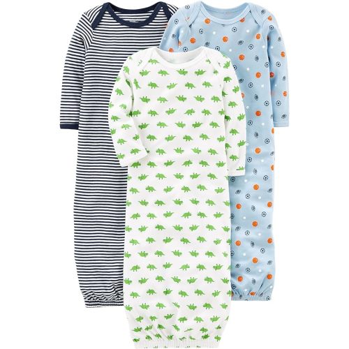 Simple Joys by Carter's Baby Boys' Cotton Sleeper Gown, Pack of 3 - Blue/White