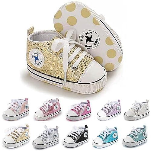 Baby Girls Boys Shoes Soft Anti-Slip Sole Newborn First Walkers High Top Canvas Denim Unisex Infant Sneaker