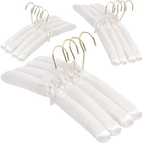 Padded Clothing Fabric Hangers for Women Clothing - Ivory, Set of 12. for Closet, Bride Hanger for Wedding Dress, Sweater Hangers