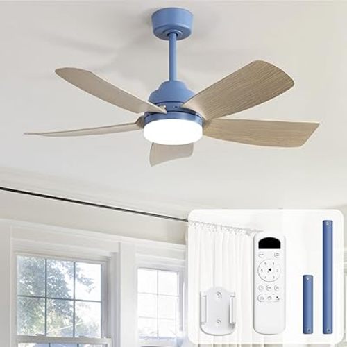 Sofucor 42 Inch Bedroom Ceiling Fans with Lights and Remote,Low Profile Flush Mount Modern Ceiling Fan，Noiseless & Reversible DC Motor, 6 Speeds Ceiling Fan Light for Indoor/Living Room