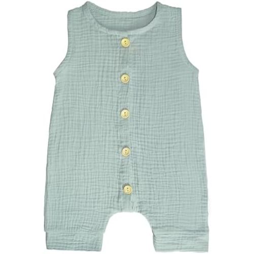 Muslin cotton Baby Romper Clothes Sleeveless Solid Baby Jumpsuit