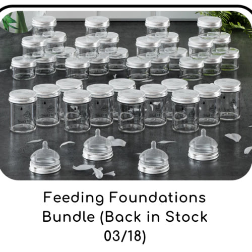 Burrbaby | Glass Breast Milk Storage and Bottles, Zero Plastic, Non-Toxic (Feeding Foundations Bundle, Medium Nipple Flow)