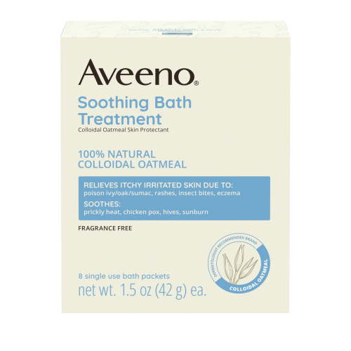 Aveeno Soothing Bath Moisturizer Soak for Eczema Relief, Natural Colloidal Oatmeal Bath, 8 Count HSA/FSA Eligible