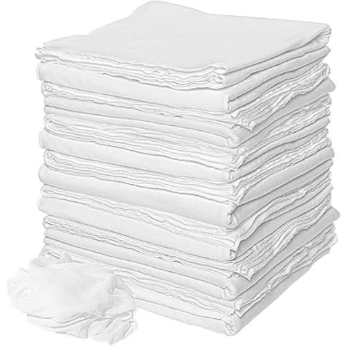 Nabob Wipers New Lint Free Cloth - 100% Cotton Cleaning Rags Exact Cut - Premium White Rags for Cleaning House - White Rags for Dusting, Staining, Polishing, Painting 18"x18" (7 Pack)
