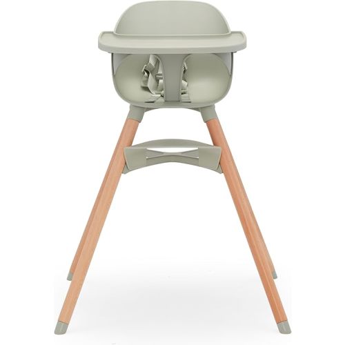 Lalo The Chair Convertible 3-in-1 High Chair - Wooden High Chair for Babies & Toddlers, Baby High Chair with Dishwasher Safe Tray, Adjustable Footrest, Sage