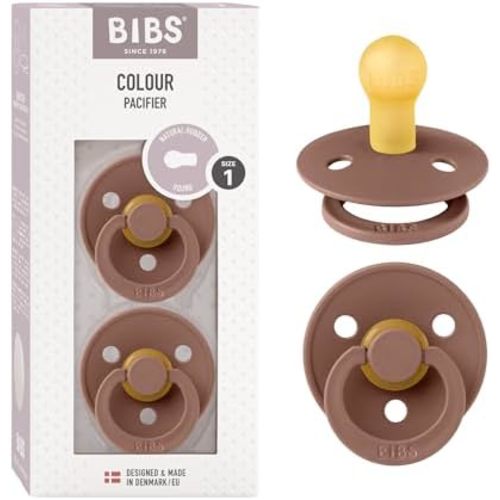 Bibs Colour Pacifier 2-Pack | BPA Free Soother, Round Nipple. Natural Rubber Latex,