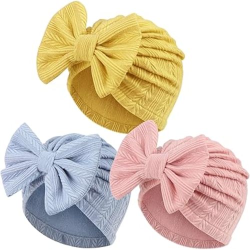 Newborn Baby Girl Hats with Bow Cotton Toddler Infant Beanie Cap Newborn Hospital Hats for Baby Girl Kid