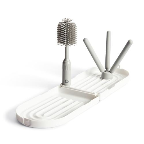 Munchkin® Travel Baby Bottle Drying Rack with Silicone Bottle Brush - Compact and Foldable, Fits Easily in Diaper Bags for On-The-Go Use