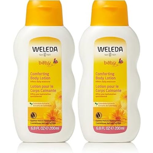 Weleda Baby Calendula Comforting Body Lotion, Plant Rich Moisturizer with Calendula, Chamomile, Sweet Almond and Sesame Oils, 6.8 Fl Oz (Pack of 2)