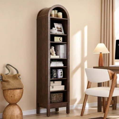 SinCiDo Arched Bookshelf, 8-Tier Open Shelf Bookcase, Medium Density Fiberboard