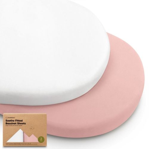 Keababies Organic Bassinet Sheet For Baby Girls, Boys, 2-pack Soothe Bassinet Fitted Sheets, Bedside Bassinet Mattress Sheet (soft White)