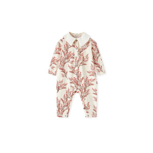 Cotton Stretch Collar Long Sleeve Jumpsuit