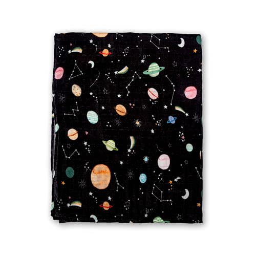 Loulou Lollipop Muslin Swaddle Blanket for Baby Boy & Baby Girl – Soft Breathable Muslin Wrap, 47"x47" Receiving Blanket for Newborn & Toddler - Planets