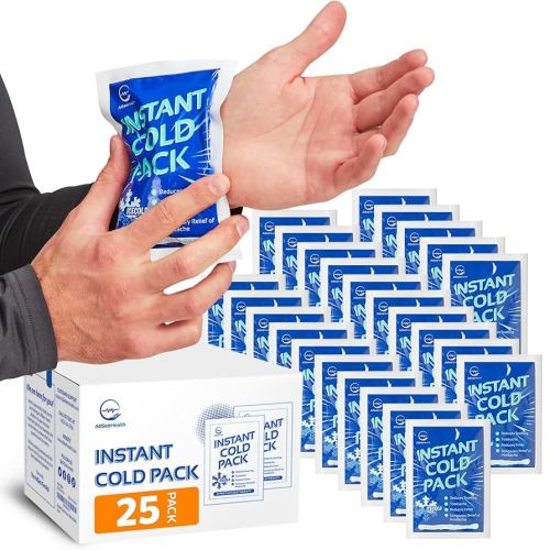 25 Pack Instant Ice Cold Pack (6” x 4.5”) - Disposable Instant Ice Packs for Injuries | Cold Compress Ice Pack for Pain Relief