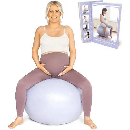BABYGO Birthing Ball - Pregnancy Yoga Labor & Exercise Ball & Book Set Trimester Targeting, Maternity Physio, Birth & Recovery Plan Included Anti Burst Eco Friendly