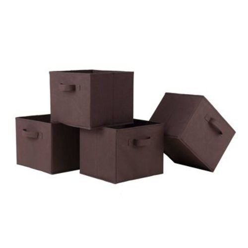 Set Of 4 Capri Foldable Fabric Baskets Chocolate - Winsome: Compatible With 11" Cube Storage System, Easy To Store
