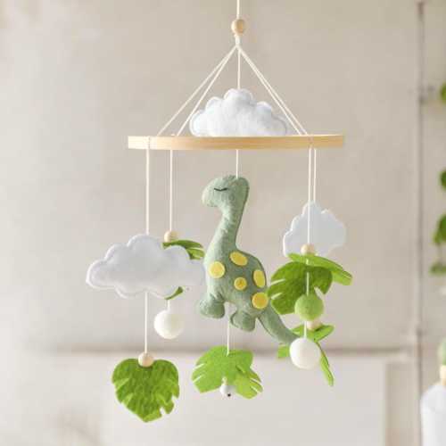 Dinosaur Baby Mobile: Nursery Decor Gift for Baby Girl, Dinosaur Theme Hanging Cot Toy - Perfect Baby Shower or New Baby Gift