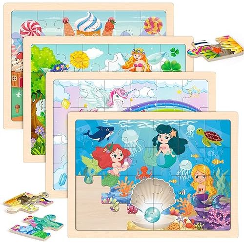 Wooden Princess Puzzles 4 Pack 24 Pcs