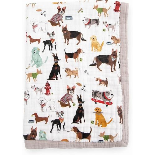 Little Unicorn Newborn Receiving Quilt | Ultra- Soft, Multi-Layered Muslin Fabric | Gift for Newborns & on-The-go (Woof)