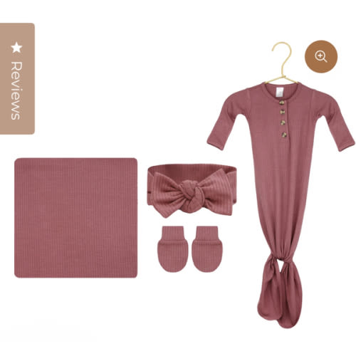 Marjorie Ribbed Newborn Headband Bundle (Gown)