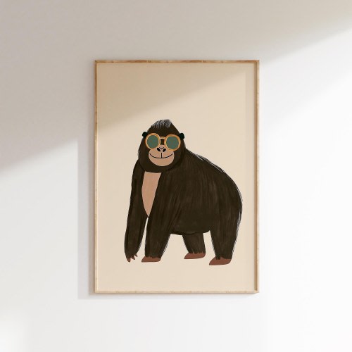 Gorilla Nursery Art Bundle, Jungle Animal Prints, Playful Wall Decor for Kids Room, Digital Posters, Playroom Decor Toddler Roon