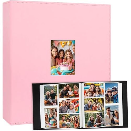 Aevdor Photo Album 4x6 1000 Pockets, Leather Cover Extra Large Capacity Family Wedding Anniversary Baby Picture Albums, Acid-free Pages 4x6 Photo Album Holds 1000 Horizontal and Vertical Photos (Pink)