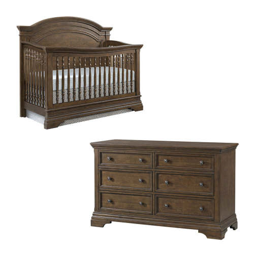 Westwood Olivia 2 Piece Nursery Set - Arched Crib and 6 Drawer Dresser in Rosewood