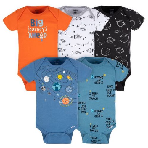 Gerber Baby Boys' 5-pack Short Sleeve Bodysuits, Fox, 3-6 Months