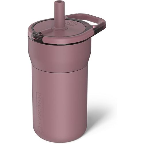 BrüMate Leap 12oz 100% Leakproof Kids Tumbler with Handle and Silicone Soft Straw | Drop Resistant Silicone Sleeve | For Kids 4+ | Insulated Stainless Steel | Cup Holder Friendly | 12oz (Rose Taupe)
