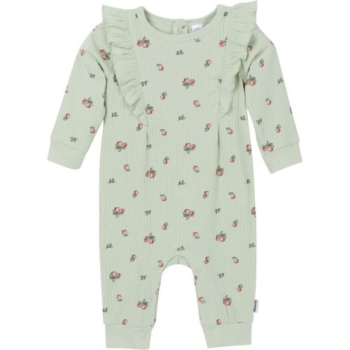 Gerber Baby Girls' Ruffled Romper, Green Pears, 3-6m