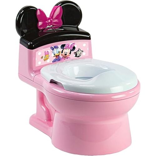 The First Years Disney Minnie Mouse Potty Training Toilet and Toddler Toilet Seat - Toilet Training Potty with Fun Flushing and Cheering Sounds,Pink