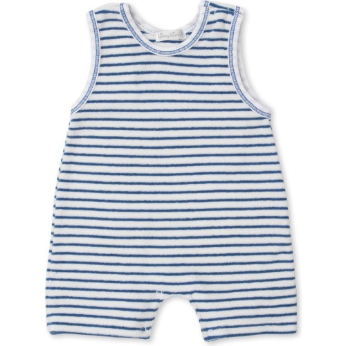 Baby Stripe Terry Romper, Blue