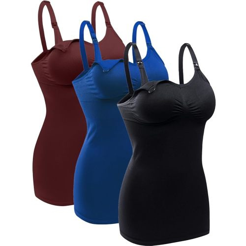 BRLIDO Womens Nursing Tank Tops Built in Bra for Breastfeeding Maternity Camisole Brasieres