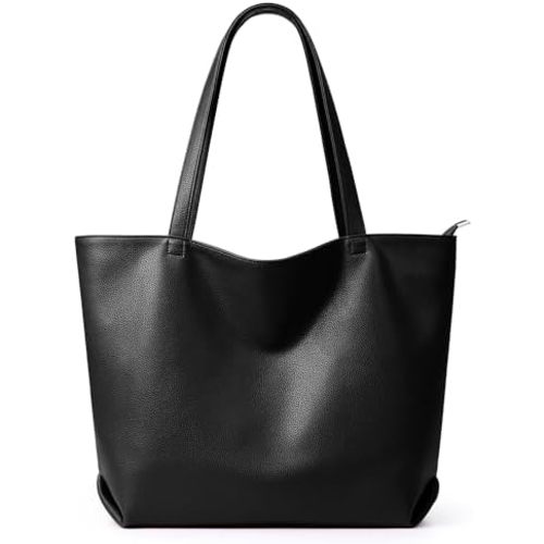 WLLWOO Soft Vegan Leather Tote Bag for Women Large Casual Hobo Handbags Zipper Shoulder Work Daily Weekender Travel Purse