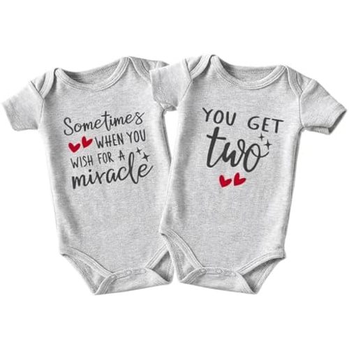 Shlrzy Wish One Get Two Baby Outfits For Boy And Girl Newborn Twins - Must Haves - Twin Baby Bodysuit